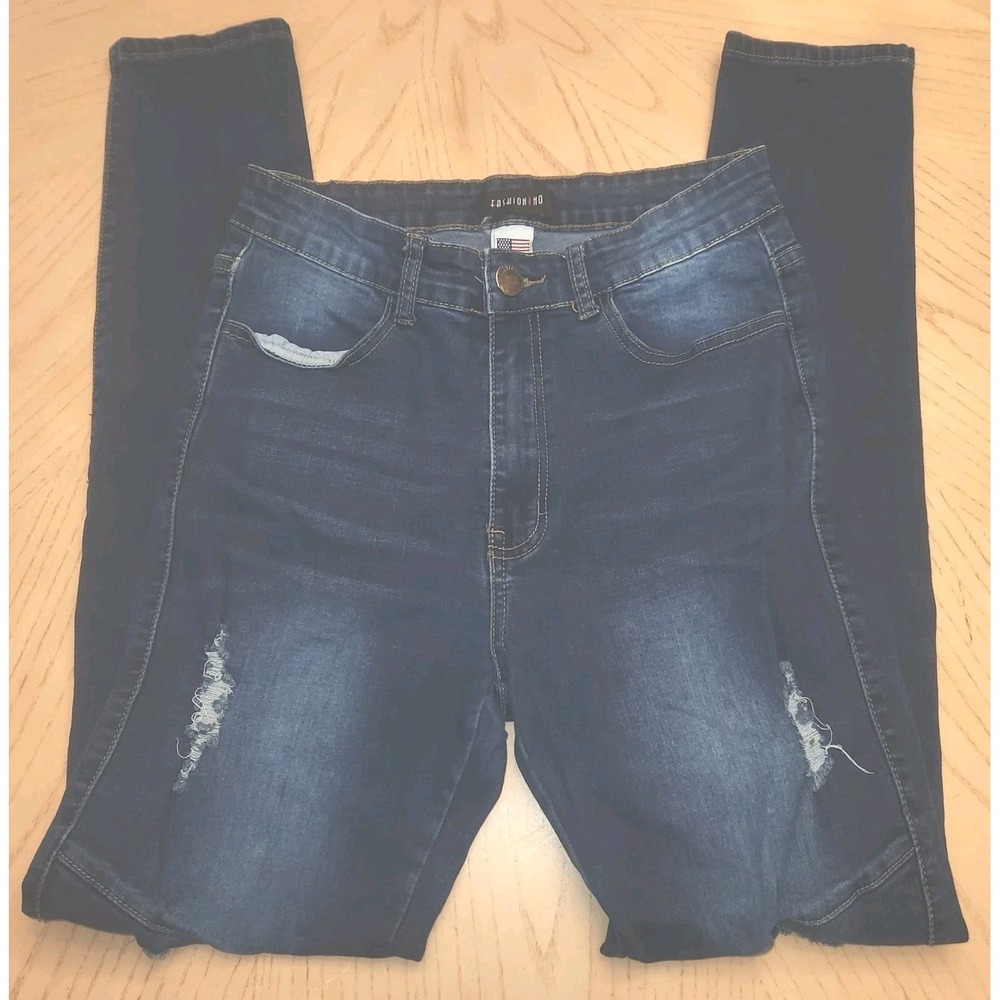 Fashion‎ Nova Distressed Denim High Rise Skinny Jeans Size 13